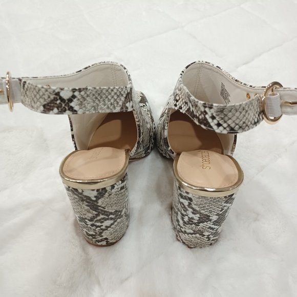 Aalia Natural Snakeskin Block Heel Slingback Pump Size 8.5 - Picture 4 of 13